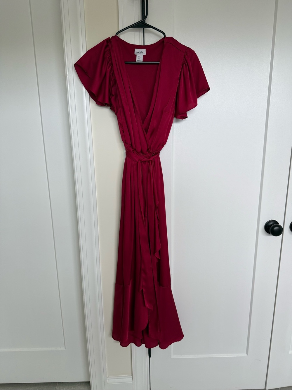 Women's Deep Red Wrap Maxi Dress